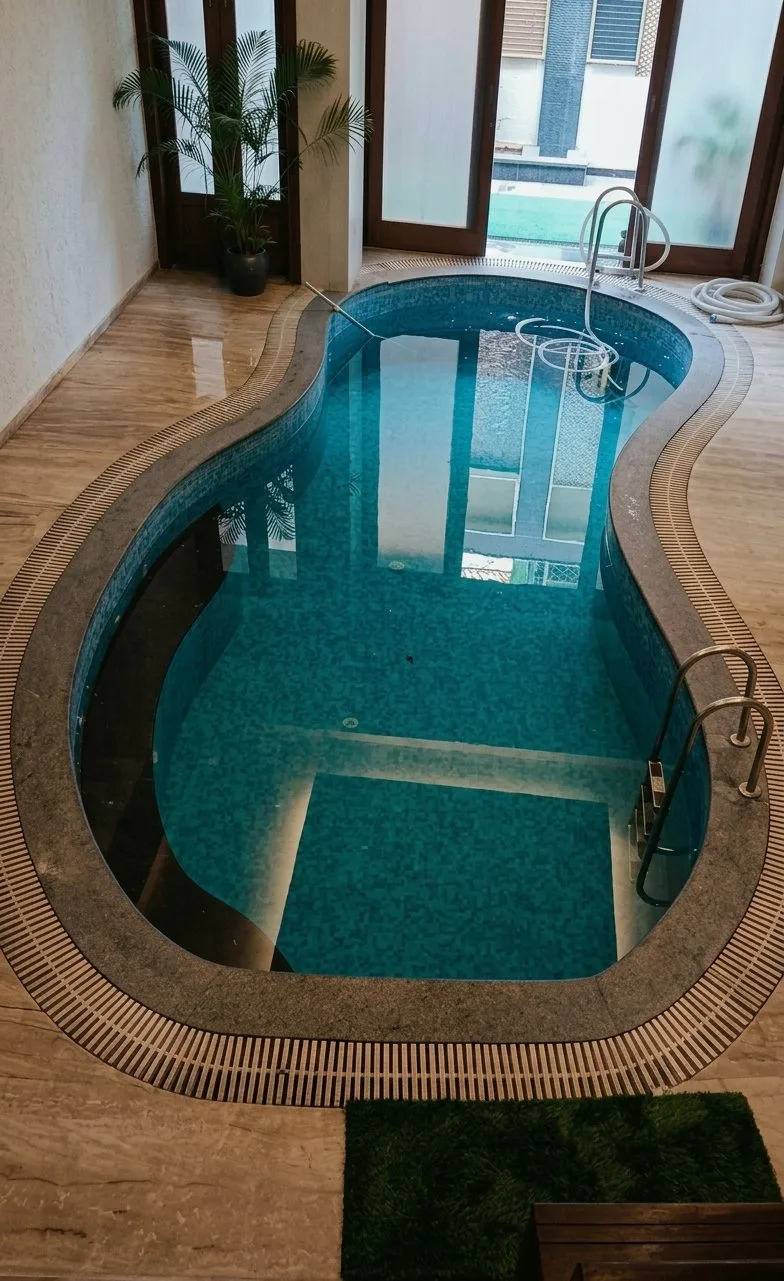 Custom shape organic indoor pool — Vasant Kunj, New Delhi