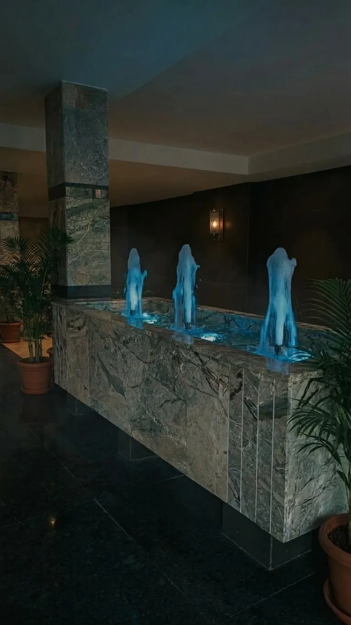 Marble lobby jet fountain — Sector 29, Gurgaon