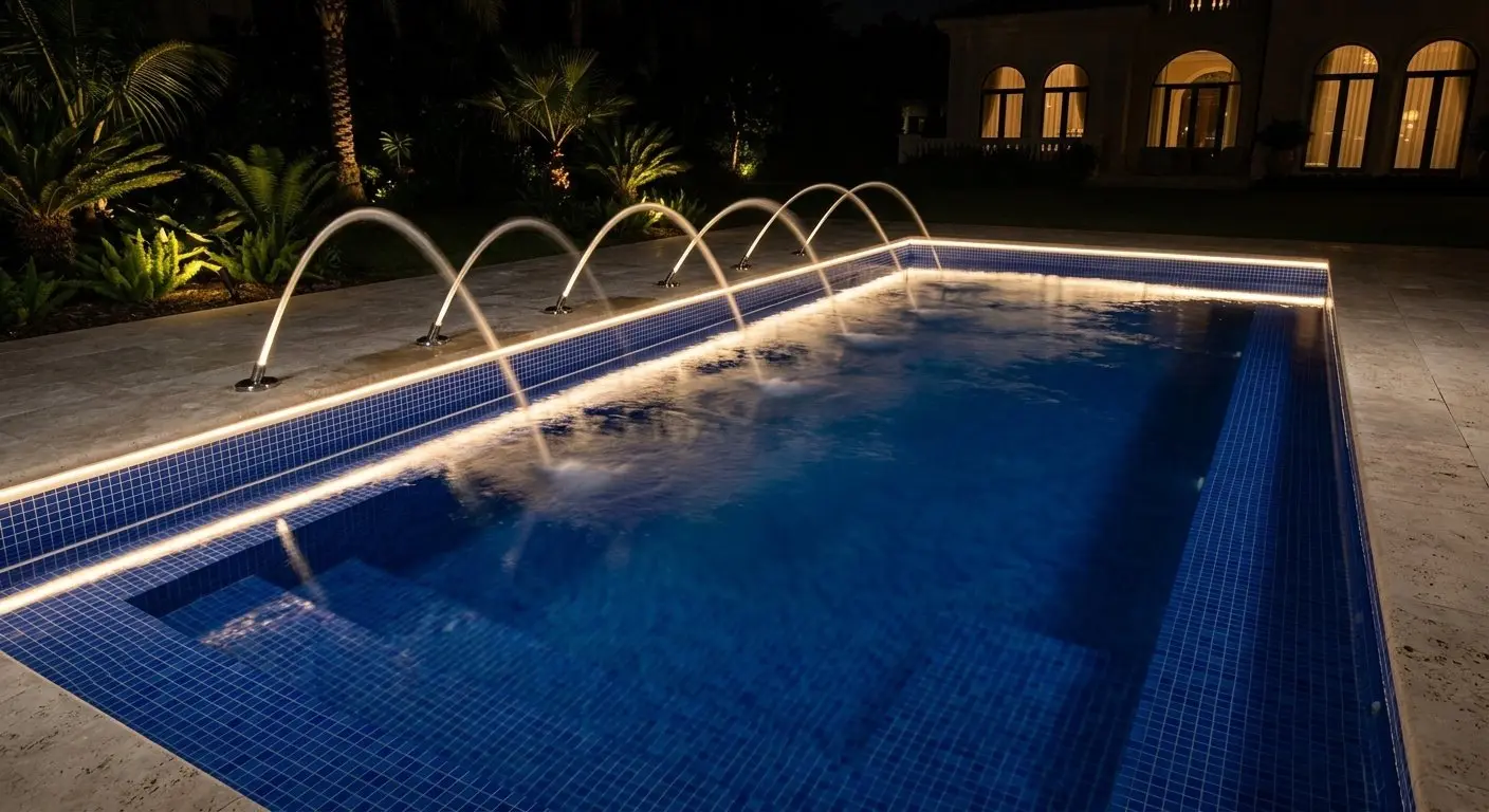 Luxury pool with waterfall feature