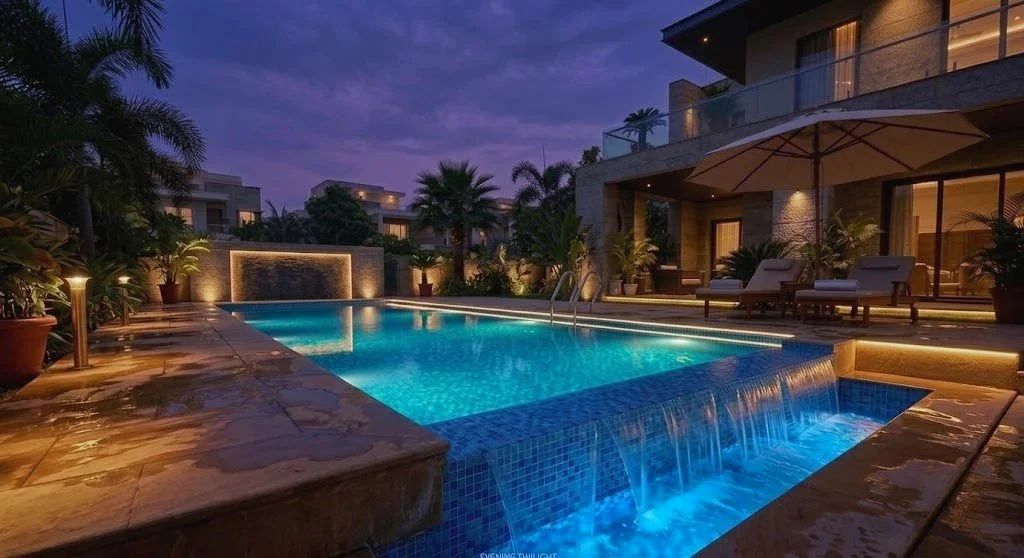 Commercial resort swimming pool construction