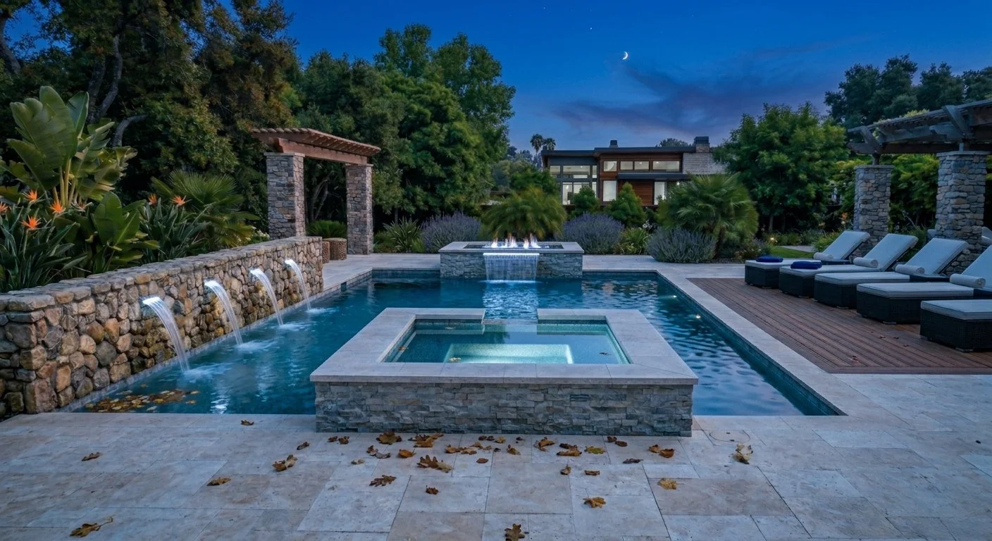 Luxury heated farmhouse pool design