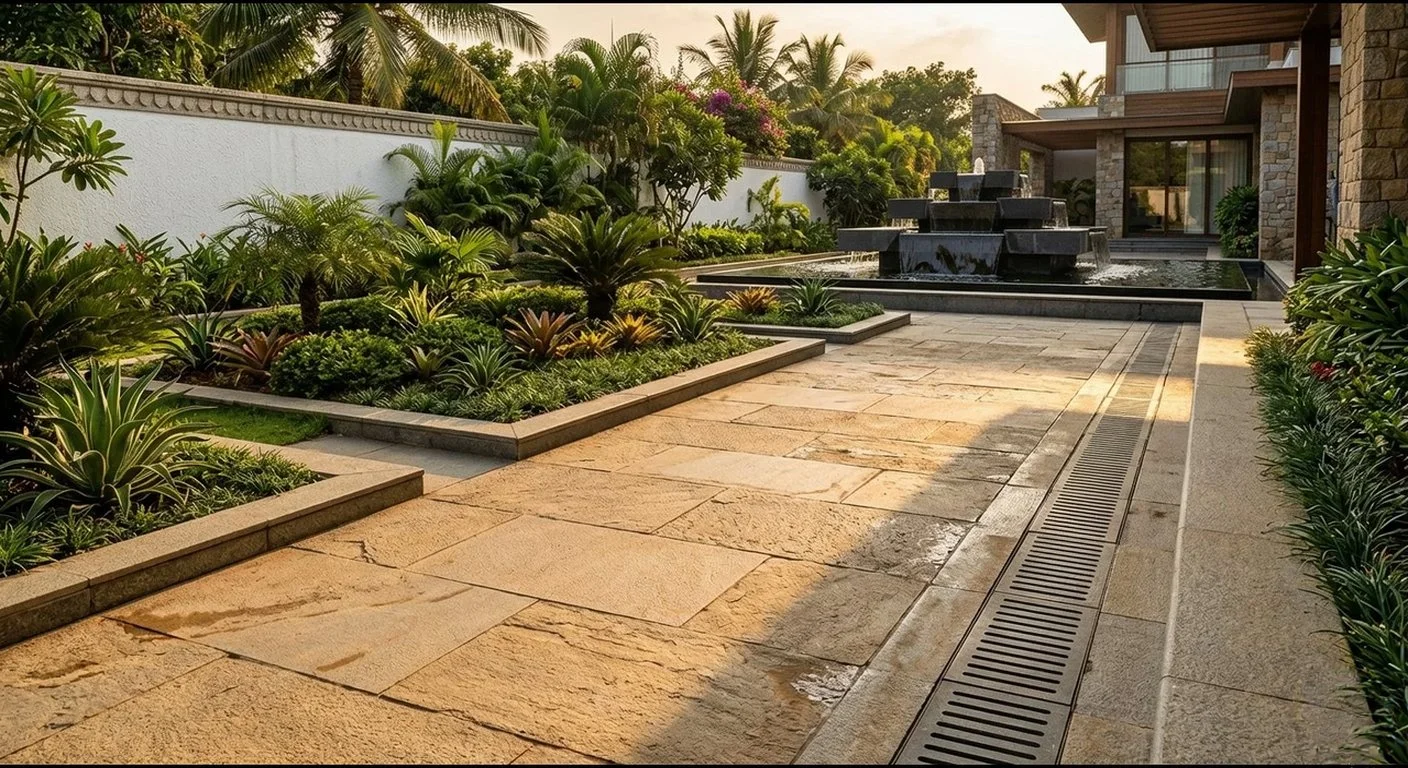 Waterfall fountain surrounds landscaping Delhi NCR